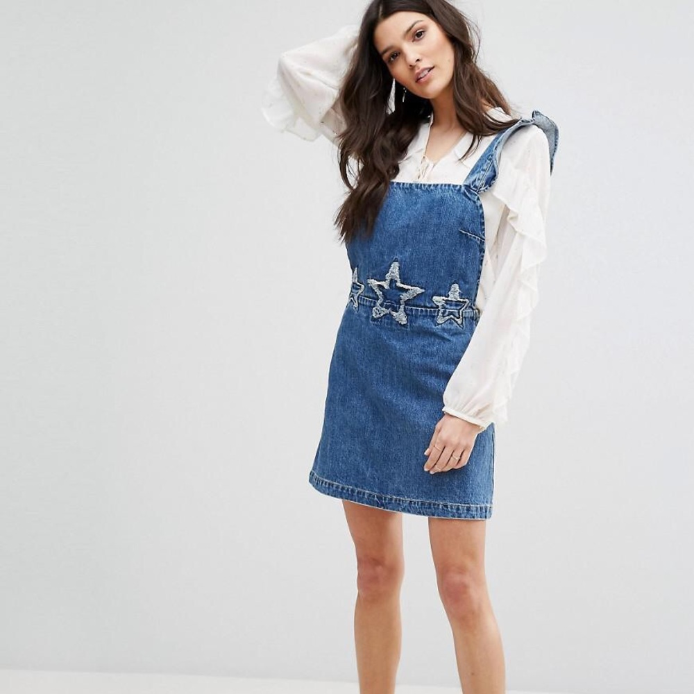 Mango denim overall dress